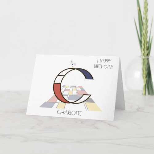 Neoplasticism Style Monogram Letter C Card