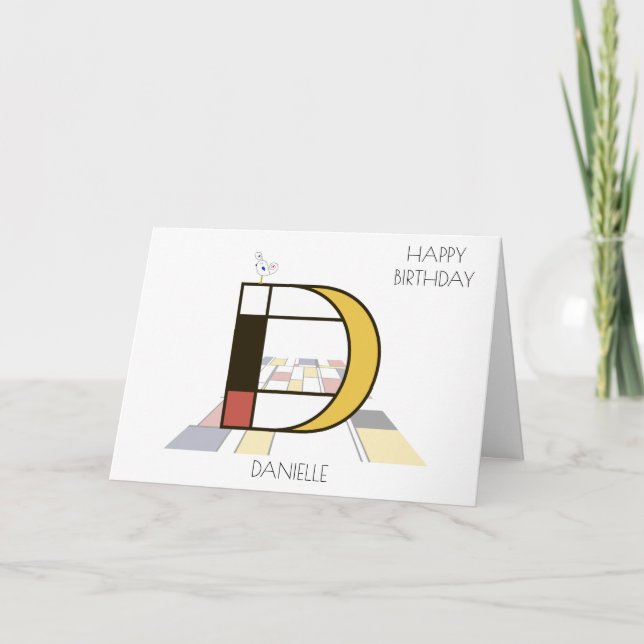 Neoplasticism Style Monogram. Letter D Card (Front)