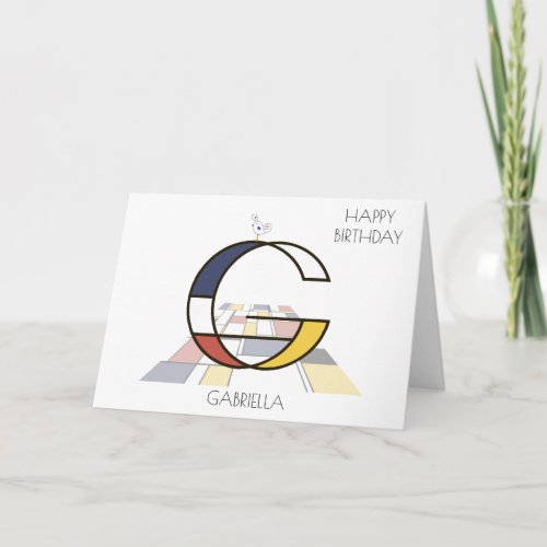 Neoplasticism Style Monogram Letter G Card