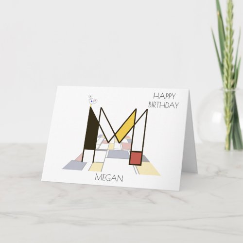 Neoplasticism Style Monogram Letter M Card