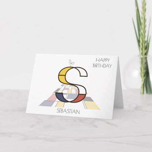 Neoplasticism Style Monogram Letter S Card