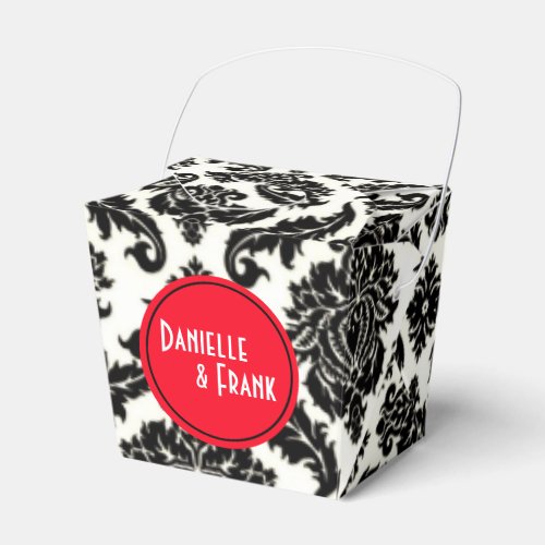 Neopolitan Damask Paisley  red black white Favor Boxes