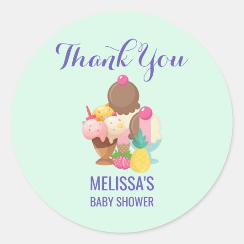 Neopolitan Flavor Ice Cream Trio  Event Thank You Classic Round Sticker