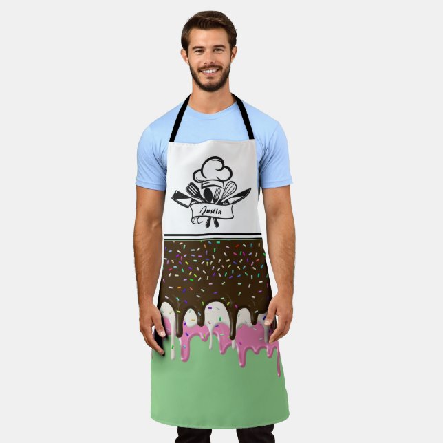 Neopolitan Ice Cream Personalized Apron (Worn)