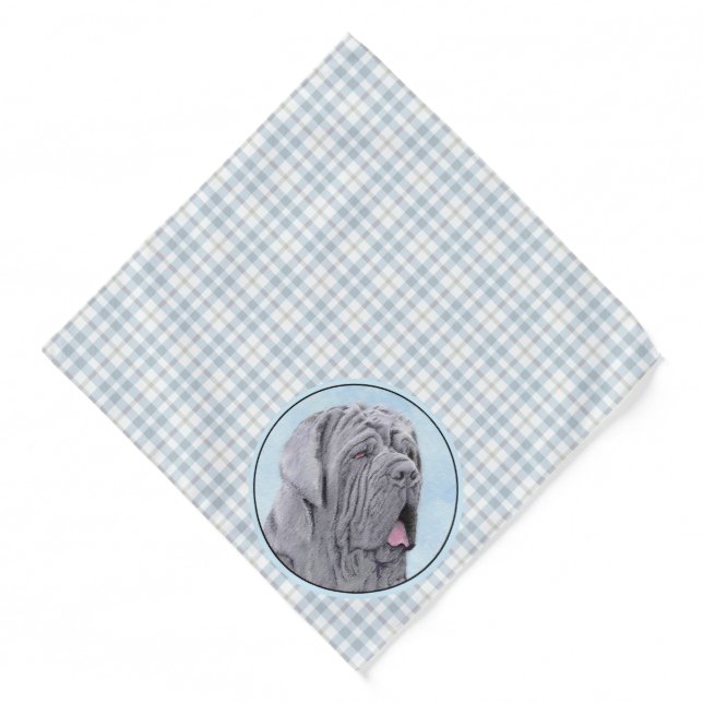 Neopolitan Mastiff Painting Grey Original Dog Art Bandana (Front)
