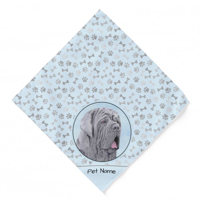 Neopolitan Mastiff Painting Grey Original Dog Art Bandana (Front)