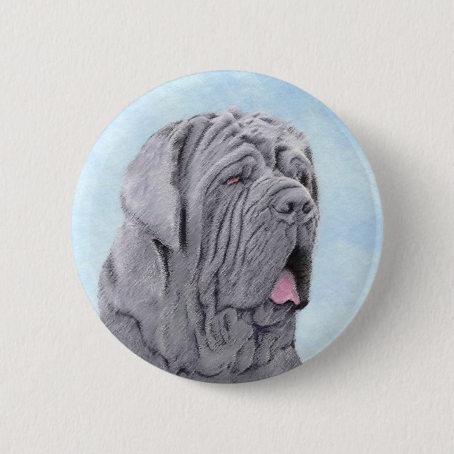 Neopolitan Mastiff Painting - Original Dog Art Button (Front)