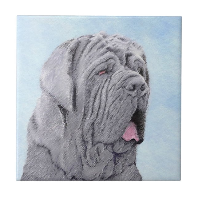 Neopolitan Mastiff Painting - Original Dog Art Ceramic Tile (Front)