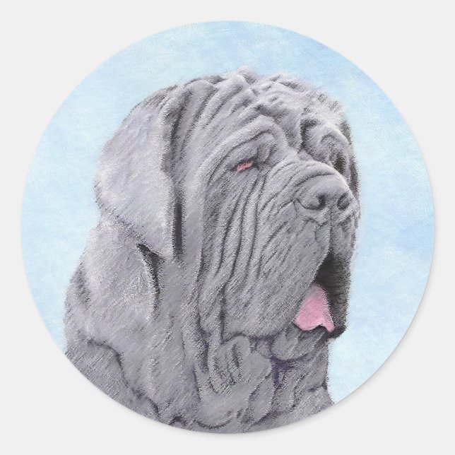 Neopolitan Mastiff Painting - Original Dog Art Classic Round Sticker (Front)