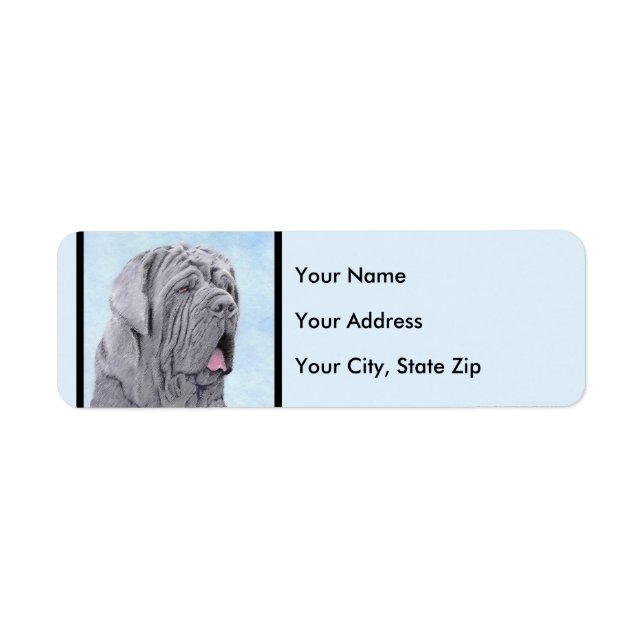 Neopolitan Mastiff Painting - Original Dog Art Label (Front)