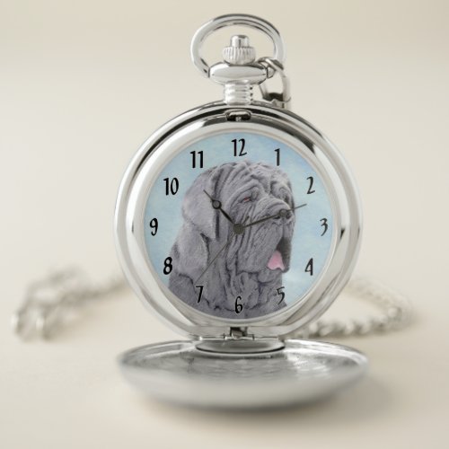 Neopolitan Mastiff Painting _ Original Dog Art Pocket Watch