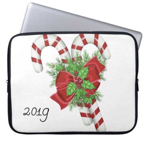 Neoprene Christmas Laptop Sleeve 15 in Candycane