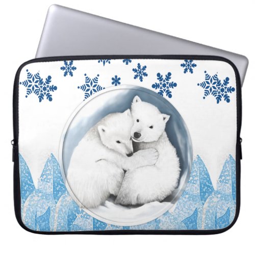 Neoprene Christmas Laptop Sleeve 15 in Polar Bear