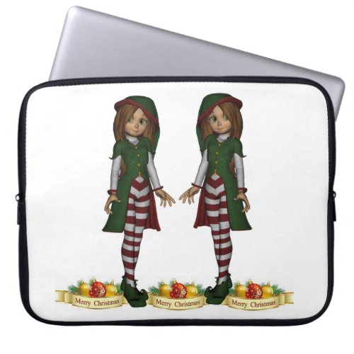 Neoprene Christmas Laptop Sleeve 15 inch Elf