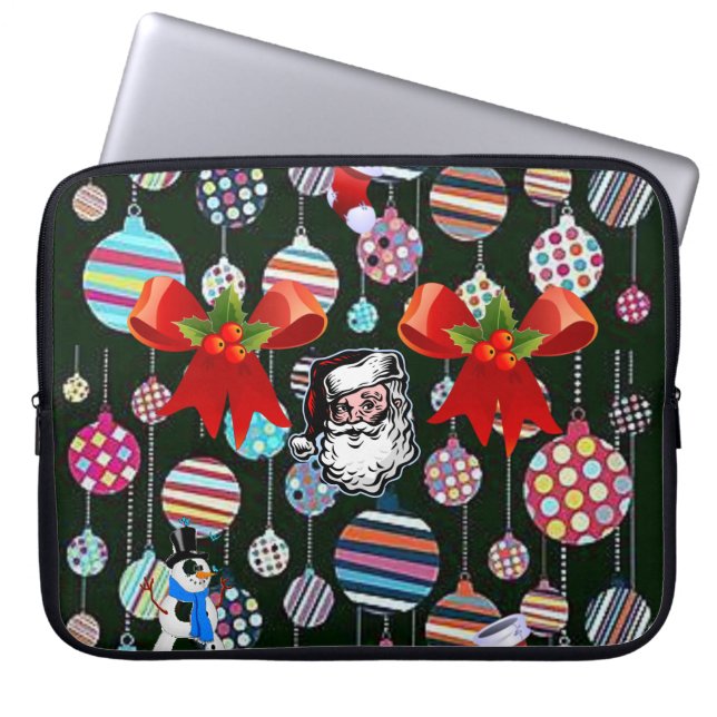 Neoprene Christmas Laptop Sleeve 15 inch, Santa (Front)