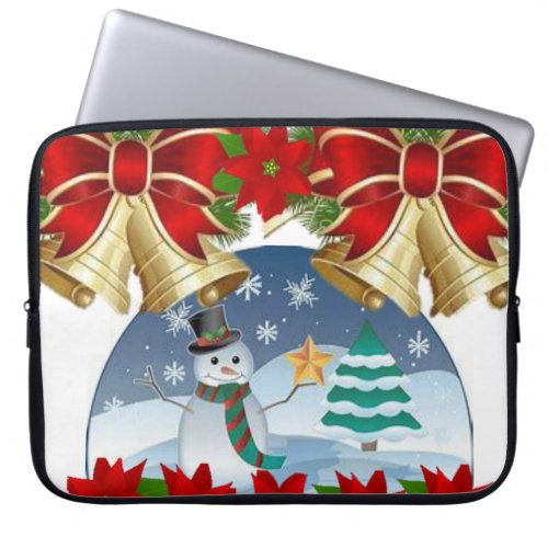 Neoprene Christmas Laptop Sleeve 15 inch Snowman