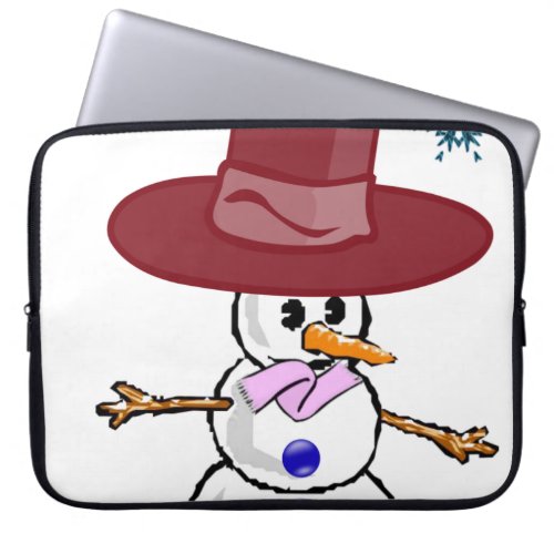 Neoprene Christmas Laptop Sleeve 15 inch Snowman