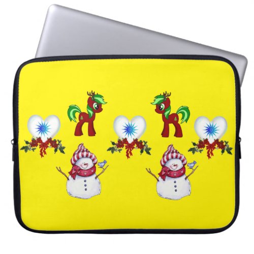 Neoprene Christmas Laptop Sleeve 15 inch Snowman