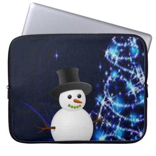 Neoprene Christmas Laptop Sleeve 15 inch Snowman