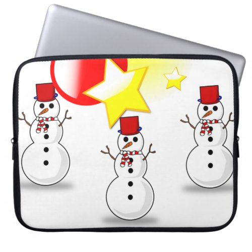 Neoprene Christmas Laptop Sleeve 15 inch Snowman