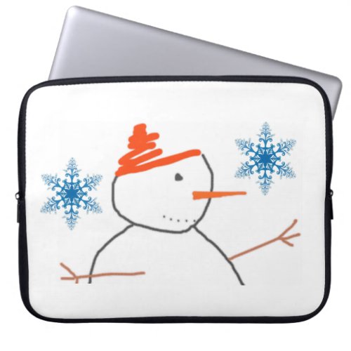 Neoprene Christmas Laptop Sleeve 15 inch Snowman