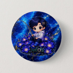 Neos Kawaii Zodiac Acquarius Button