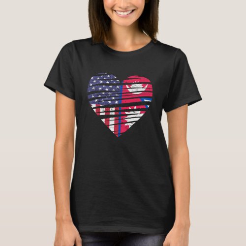 Nepal American Grown Heart USA Patriot Heritage Mo T_Shirt