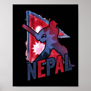 Nepal Cricket Jersey Nepali Flag Supporter Cricket Poster