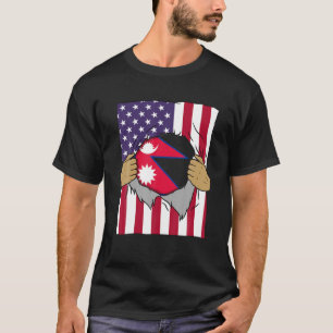 Nepal Flag Blood Inside Me Home Pride Nepalese Ame T-Shirt