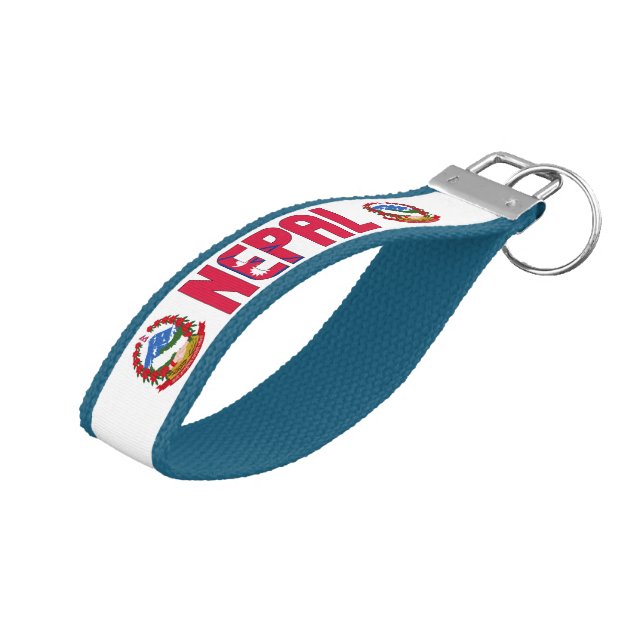 Nepal Flag Charming Patriotic Wrist Keychain (Angled Up)