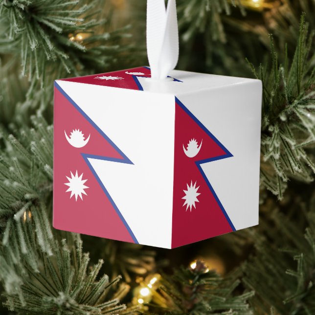 Nepal flag cube ornament (Tree)