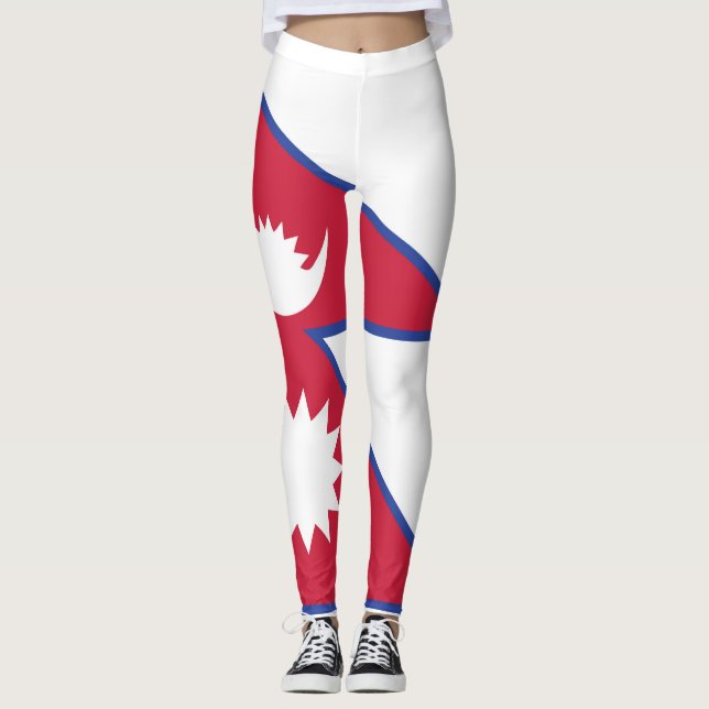 Nepal Flag Emblem Leggings (Front)