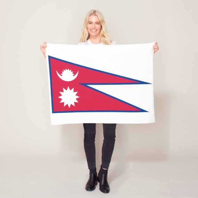 Nepal Flag Fleece Blanket (In Situ)