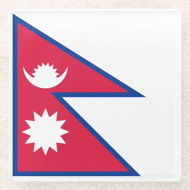 Nepal Flag Glass Coaster (Front)