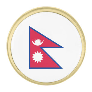 Nepal Flag Gold Finish Lapel Pin