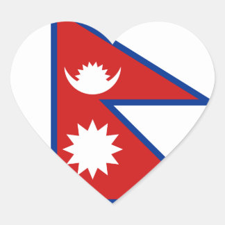 Nepal Flag Heart Sticker