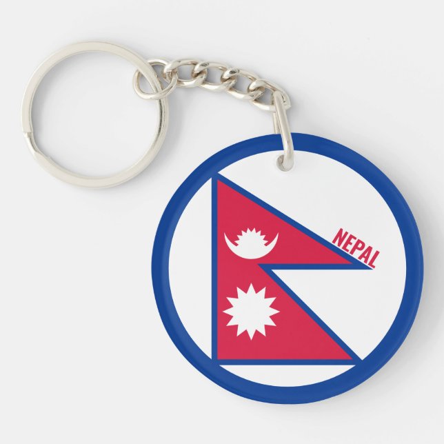 Nepal Flag Inscription Red Blue White Pennants Keychain (Front)