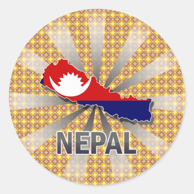 Nepal Flag Map 2.0 Classic Round Sticker (Front)