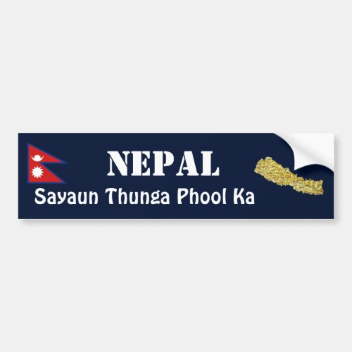Nepal Flag  Map Bumper Sticker