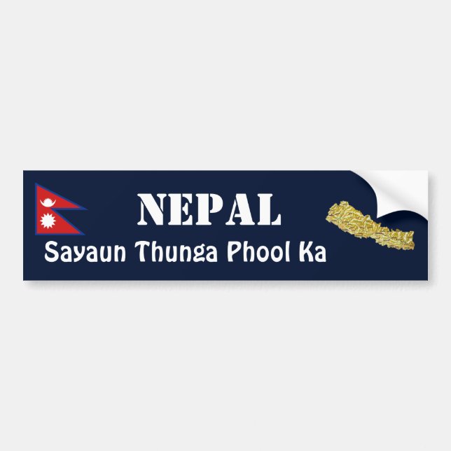 Nepal Flag + Map Bumper Sticker (Front)