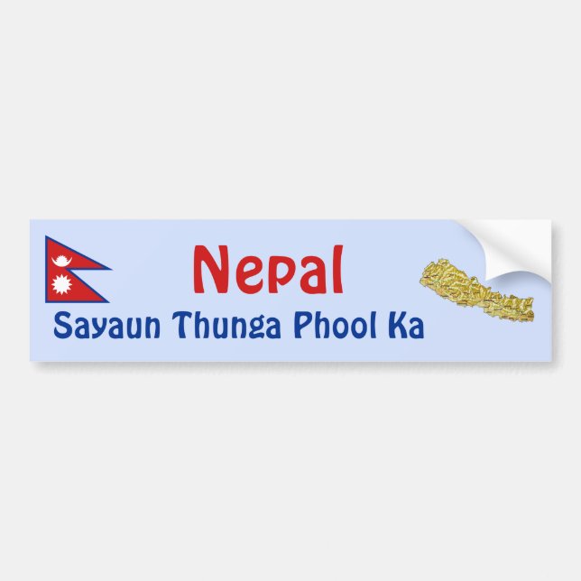 Nepal Flag + Map Bumper Sticker (Front)