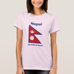 Nepal Flag + Map + Text T-Shirt