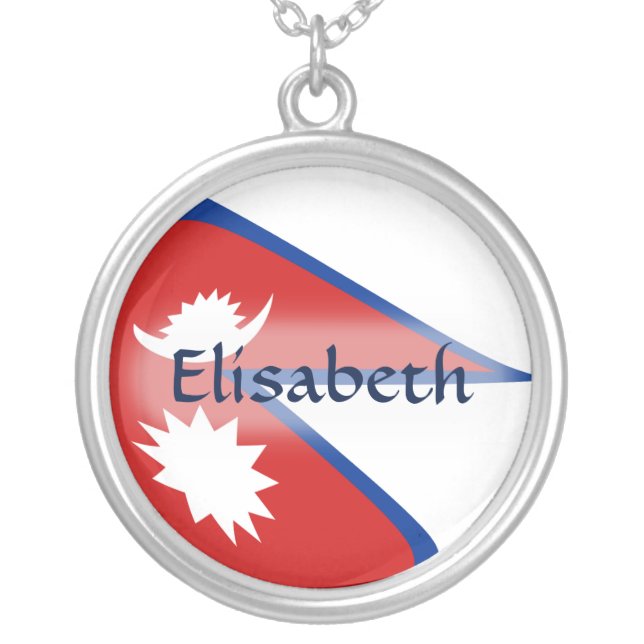 Nepal Flag + Name Necklace (Front)