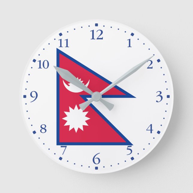 Nepal Flag Round Clock (Front)