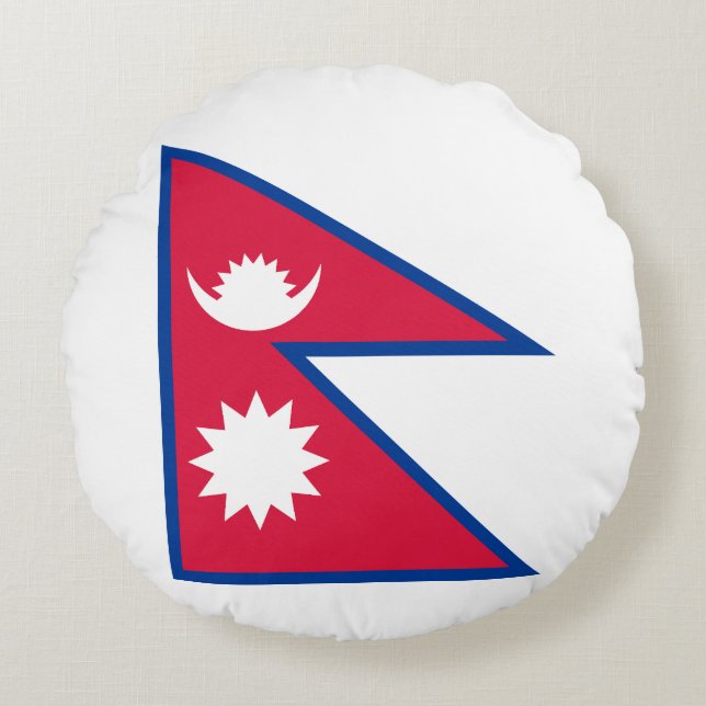Nepal Flag Round Pillow (Front)