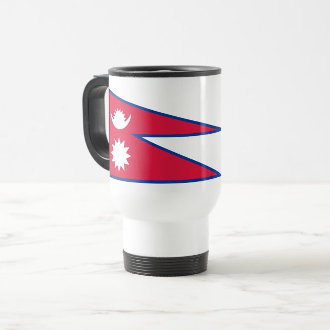 Nepal Flag Travel Mug (Front Left)