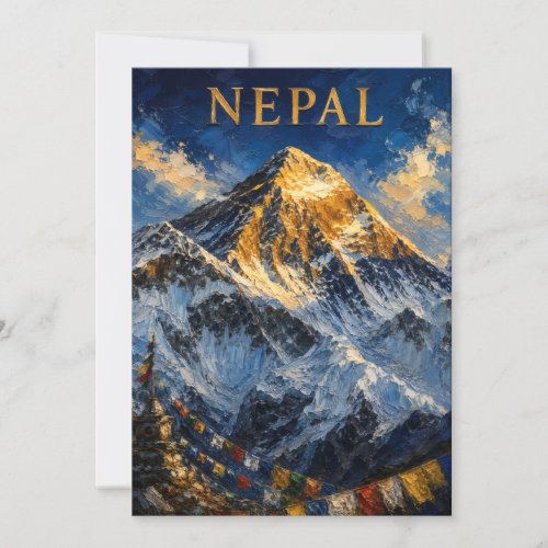 Nepal: Golden Sunrise Mount Everest Art Souvenir Invitation