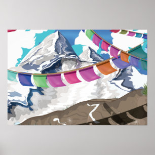 Nepal Himalayan Prayer Flags Travel poster