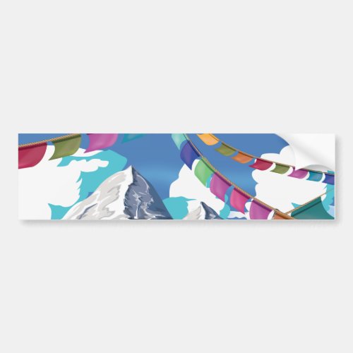 Nepal Himalayan Prayer Flags Travel poster Bumper Sticker