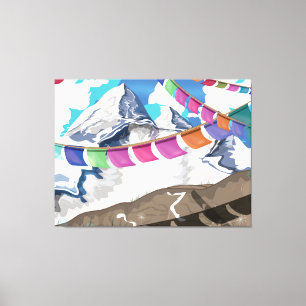 Nepal Himalayan Prayer Flags Travel poster Canvas Print